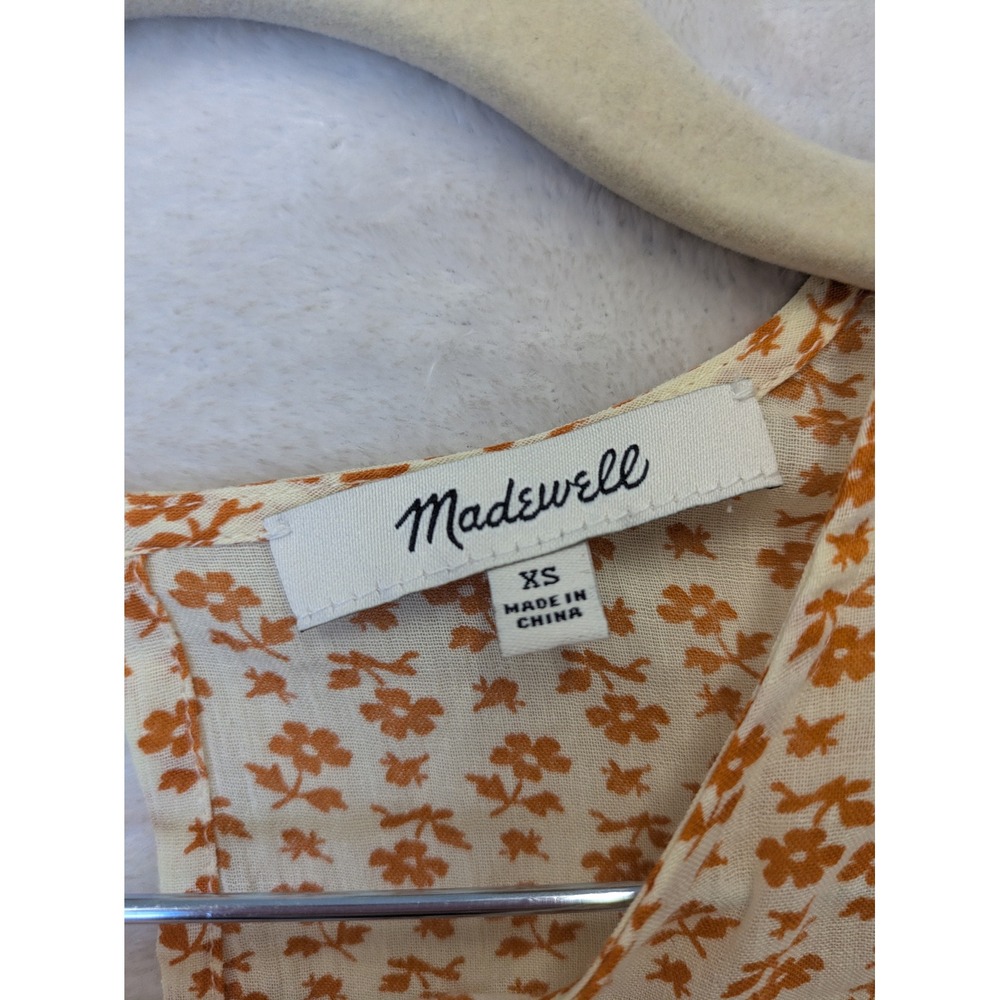 Madewell Women's Tiny Floral Print Ruffle Neck Long Sleeve Blouse XS‎ - Picture 4 of 8